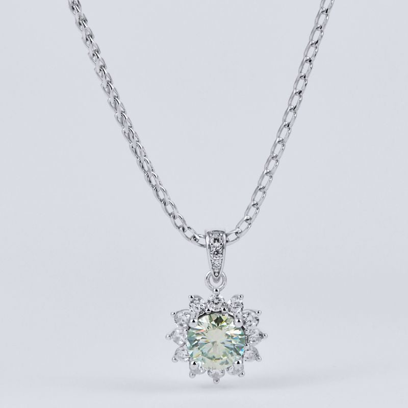 Sunflower Pendant Necklace - Featuring Laboratory-Grown Ruby in 925 Silver