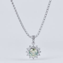 Sunflower Pendant Necklace - Featuring Laboratory-Grown Ruby in 925 Silver