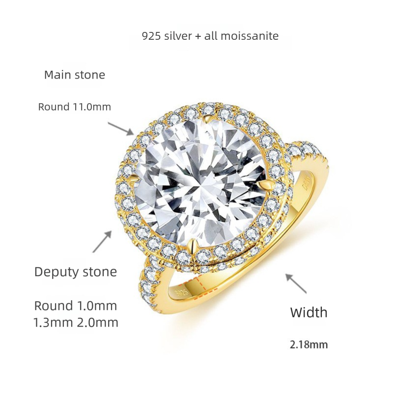 Felistly Jewelry: engagement rings for women | Classic Vintage 5ct Round Bezel Set Ring in Sterling Silver 18K Yellow Gold Plated |moissanite vintage rings