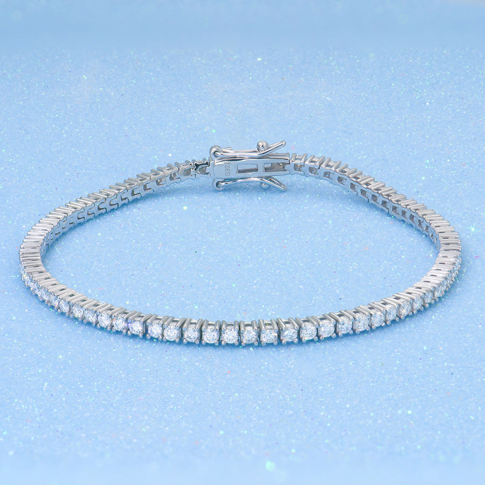 Felistly Jewelry 2-4mm Dainty Moissanite Tennis Bracelet for Women - Solid 925 Sterling Silver Full Circle Pavé Setting Delicate Jewelry