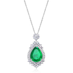 Luxury 21 CT Vintage Style Teardrop Moissanite Pendant – Statement Necklace in 925 Silver