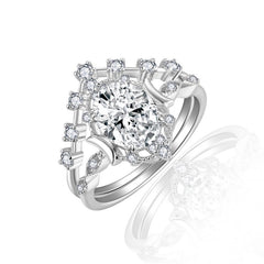Felistly Jewelry: 2025 New Crescent Moon & Star Collection - 7x9mm Oval Moissanite Stackable Ring Set in Sterling Silver 18K Gold Plated, engagement rings for women