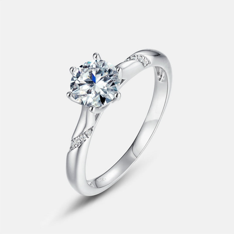 engagement rings for women | 1ct Moissanite Engagement Ring – Twisted Band in Platinum Plated 925 Silver | vintage inspired moissanite engagement rings