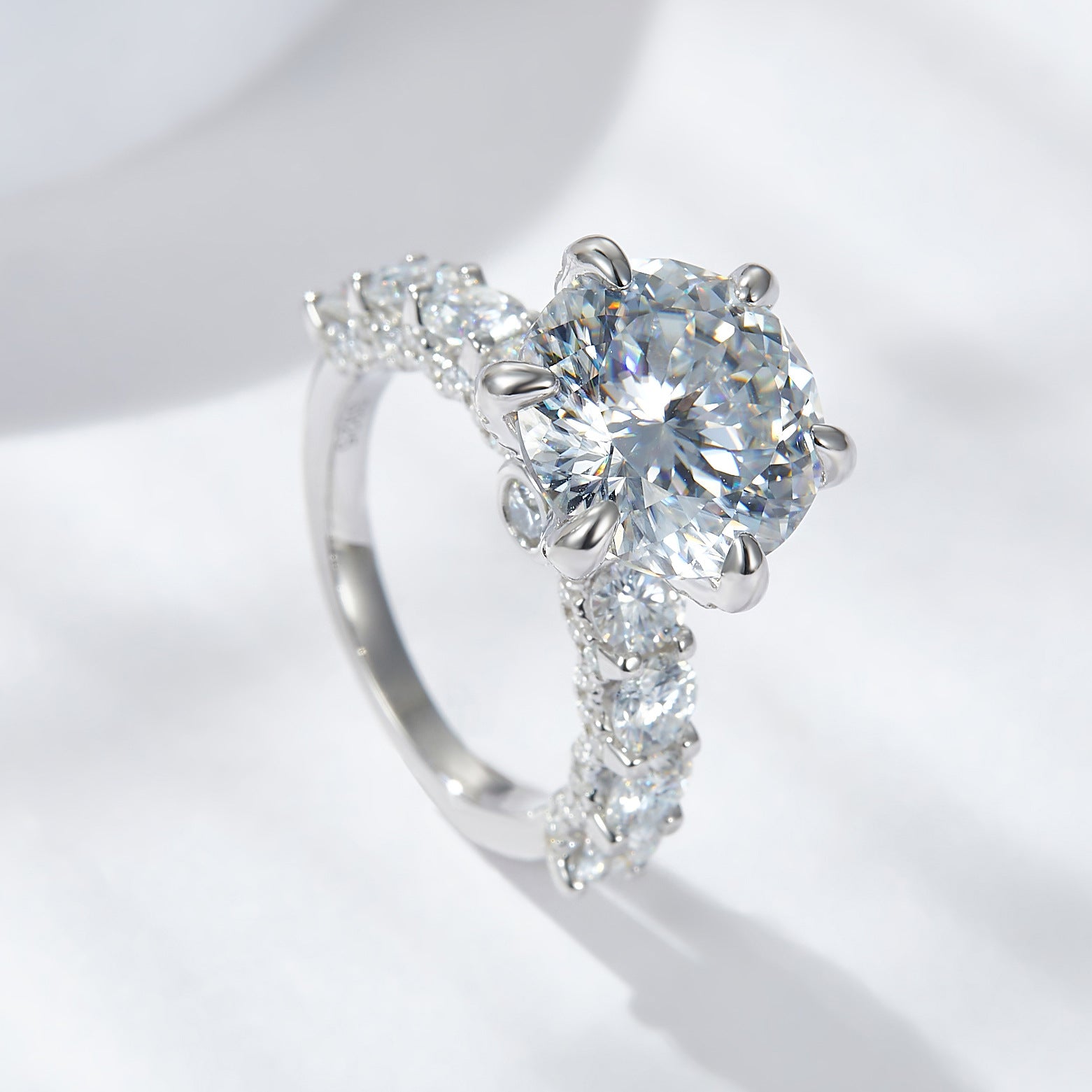 5ct Firework Moissanite Ring - Platinum Over Sterling Silver Engagement rings for women | moissanite vintage rings