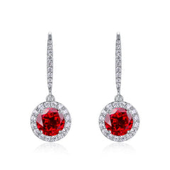 Pigeon Blood Red Lab Ruby Ear Hooks – 925 Silver Customizable Dangle Earrings