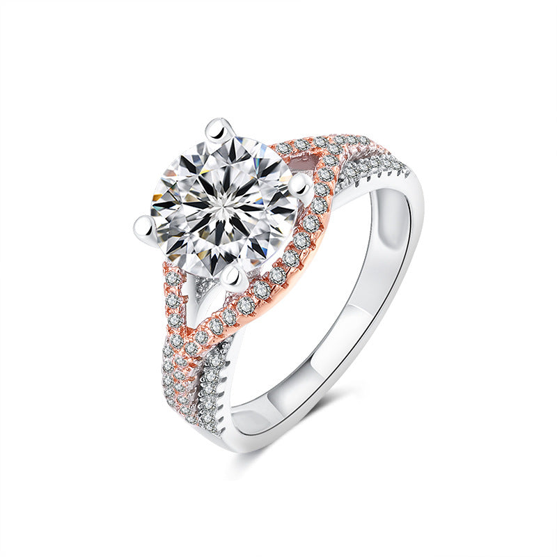 2ct True Love Intertwined Series Moissanite Ring – 925 Sterling Silver Platinum-Plated-engagement rings for women