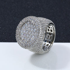 Men's Premium Hip-Hop Style Full Pavé Zircon Dome Ring – Luxury Streetwear Accessory