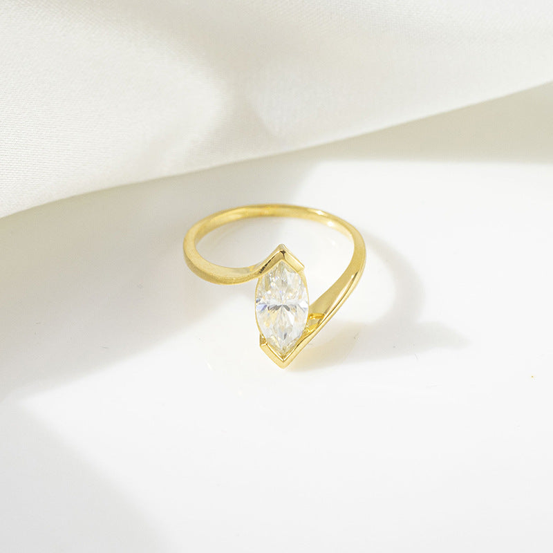 Felistly Jewelry: engagement rings for women| Dainty 5x10mm Marquise Moissanite Ring | 18K Yellow Gold Plated Sterling Silver | Minimalist Everyday Jewelry