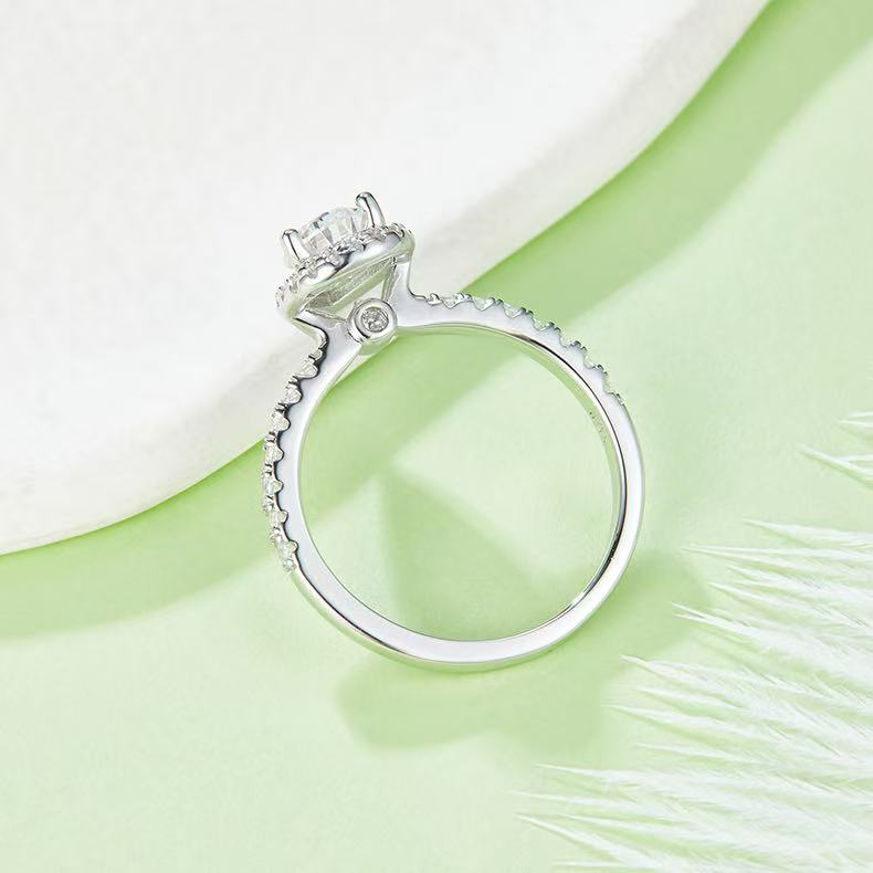 Pear-Shaped 1ct D Color Moissanite Ring - 925 Silver & White Gold Plated