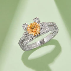 Parisian Style 1ct Moissanite Ring - D Color 925 Silver Plated with Rhodium