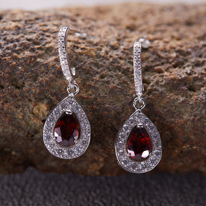 Handcrafted Natural Gemstone Earrings - Platinum Plated 925 Silver Hypoallergenic Studs