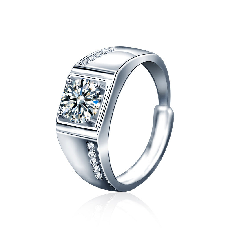 Eternity Duo: Platinum-Plated Moissanite Couple Rings in Sterling Silver