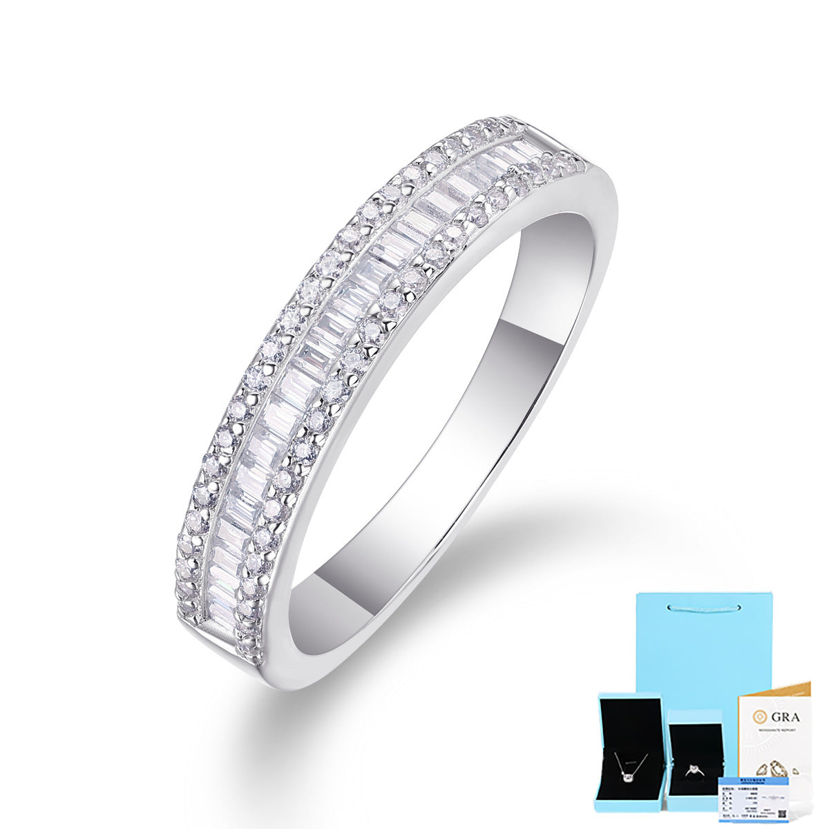 wedding bands for women moissanite  Precious Moments Platinum-Plated Moissanite Ring - 925 Silver Anniversary Jewelry