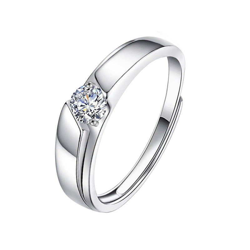 His & Hers Moissanite Rings - Eternal Vows Matching Set in Rhodium-Plated Sterling Silver