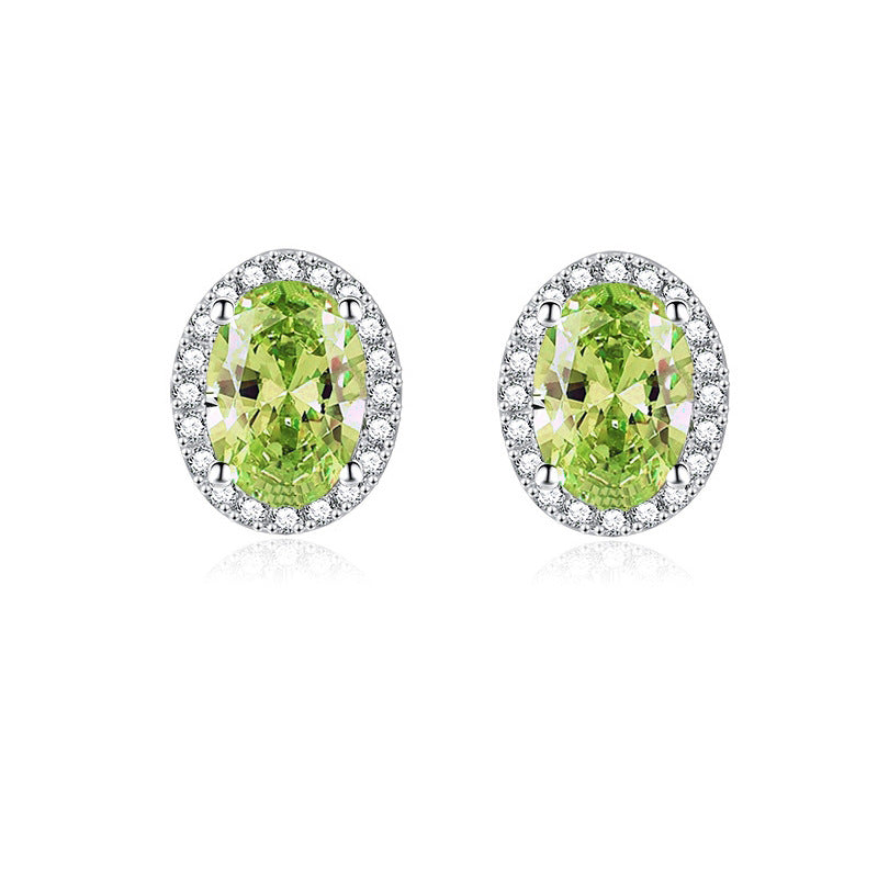 Birthstone Stud Earrings - 925 Silver 12 Months Gem Collection (Hypoallergenic)
