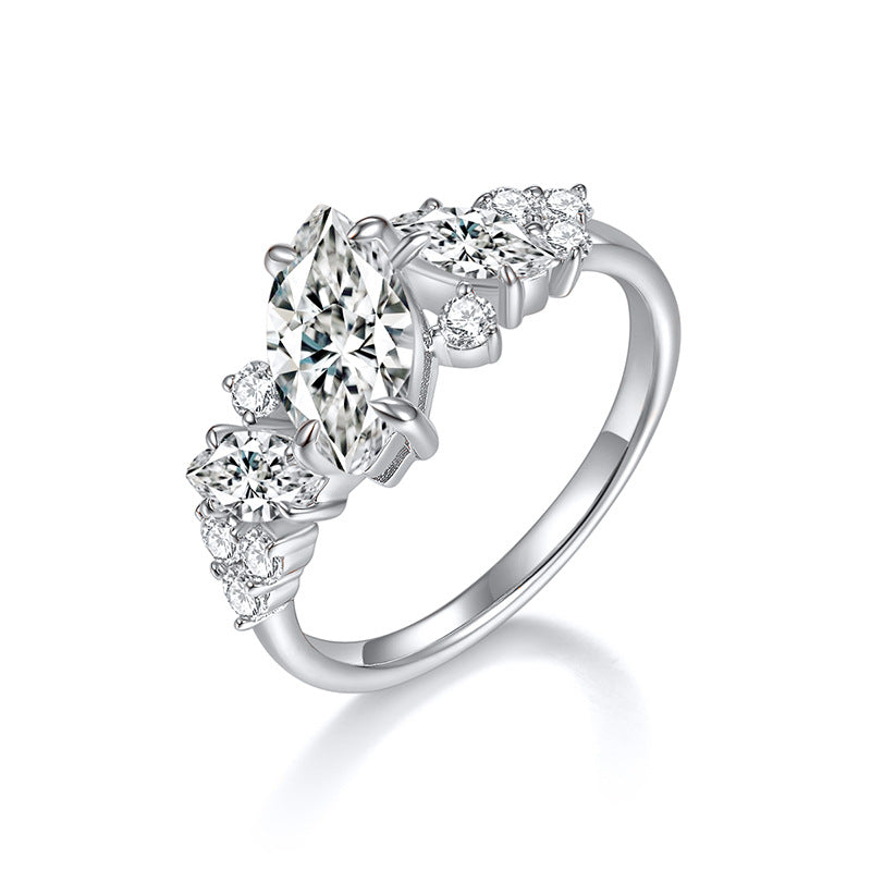 Felistly Jewelry: engagement rings for women| Bestselling Asymmetric Marquise 1ct Moissanite Ring in Sterling Silver 18K Rose Gold Plated - Trendy Women's Jewelry