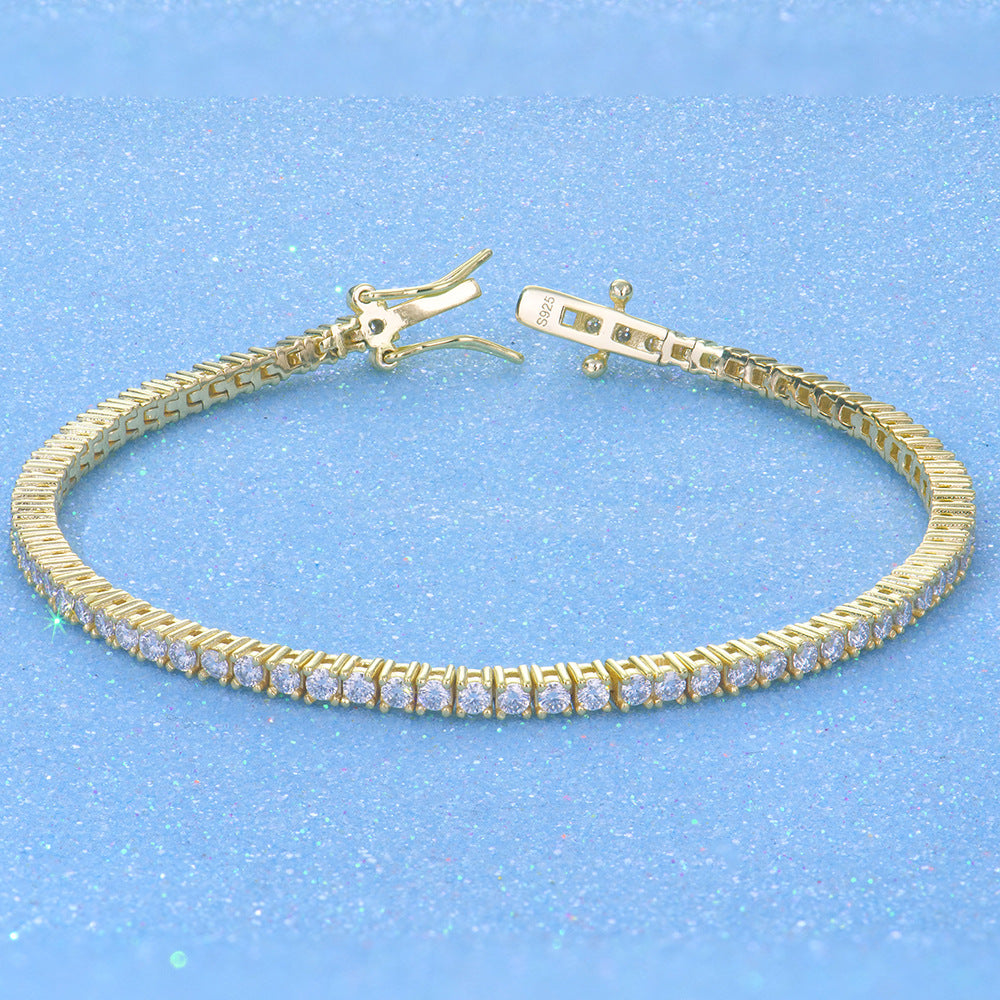 Felistly Jewelry 2-4mm Dainty Moissanite Tennis Bracelet for Women - Solid 925 Sterling Silver Full Circle Pavé Setting Delicate Jewelry
