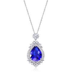 Luxury 21 CT Vintage Style Teardrop Moissanite Pendant – Statement Necklace in 925 Silver