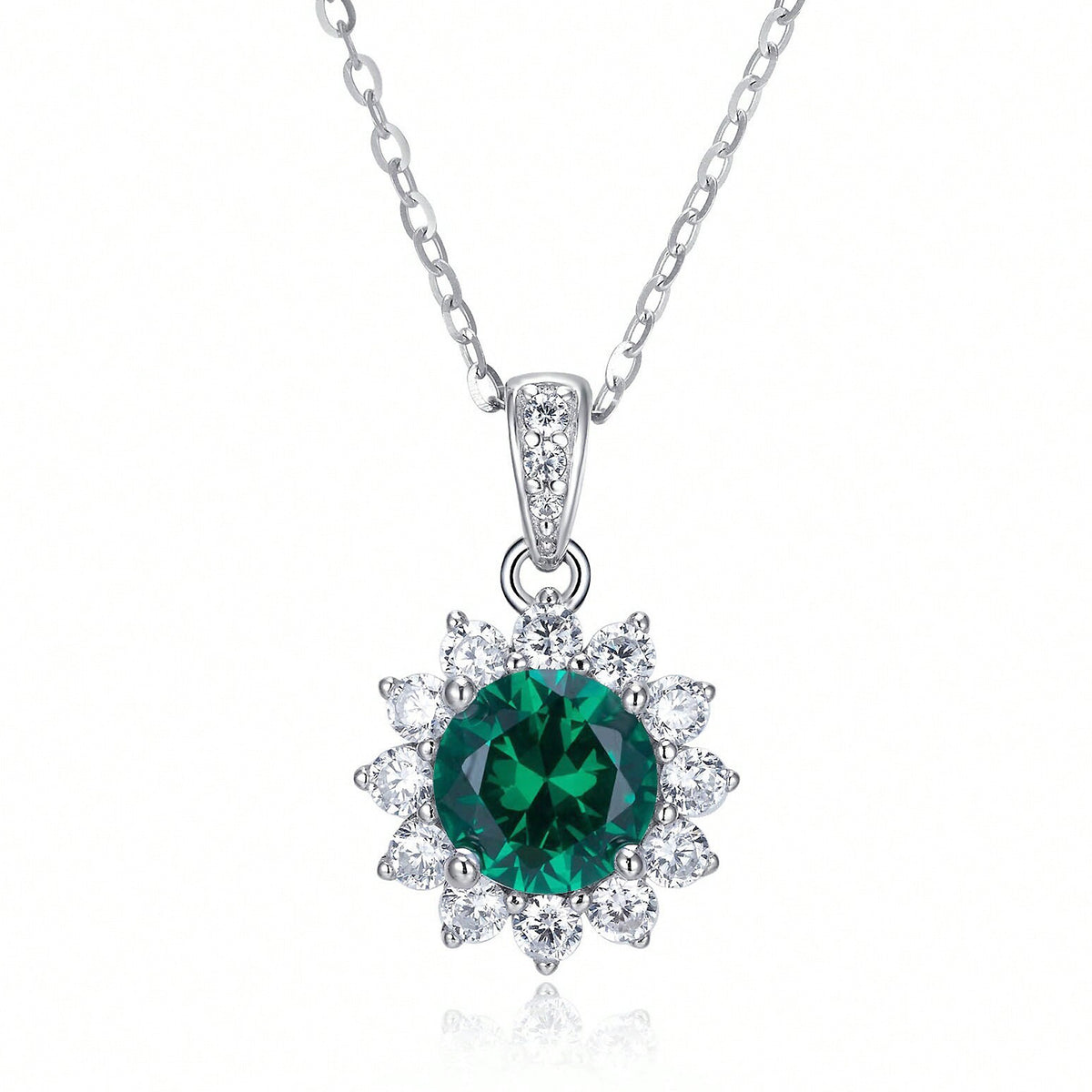 Sunflower Pendant Necklace - Featuring Laboratory-Grown Ruby in 925 Silver