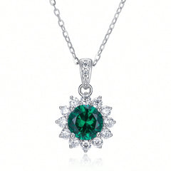 Sunflower Pendant Necklace - Featuring Laboratory-Grown Ruby in 925 Silver