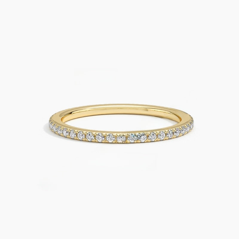 Felistly Jewelry:French Holiday Collection - Stackable S925 Gold Plated Moissanite Rings (Dainty Unisex Set)