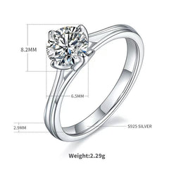 engagement rings for women| Lotus Collection: 1ct D Color Moissanite Ring - Rhodium Plated 925 Silver|moissanite vintage rings
