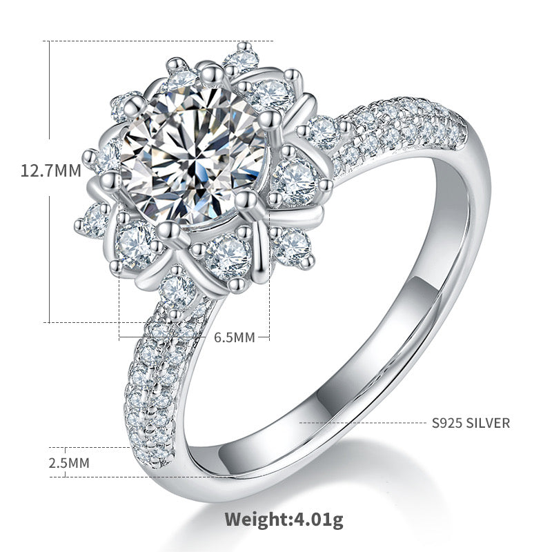 engagement rings for women 1-Carat D Color Moissanite 'Luanhua' Floral Ring for Women