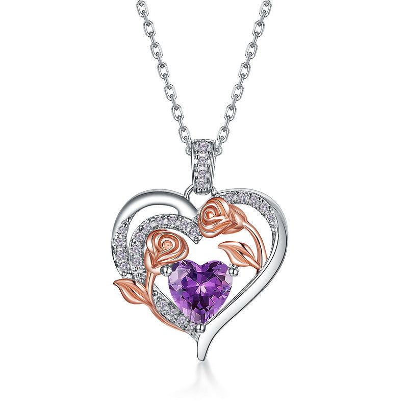 Personalized Birthstone Heart Pendant – Rose-Cut Lab-Grown Gem in 925 Silver, Ideal Gift for Her