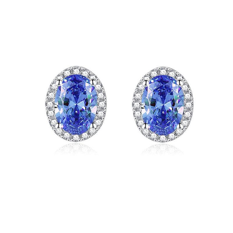 Birthstone Stud Earrings - 925 Silver 12 Months Gem Collection (Hypoallergenic)
