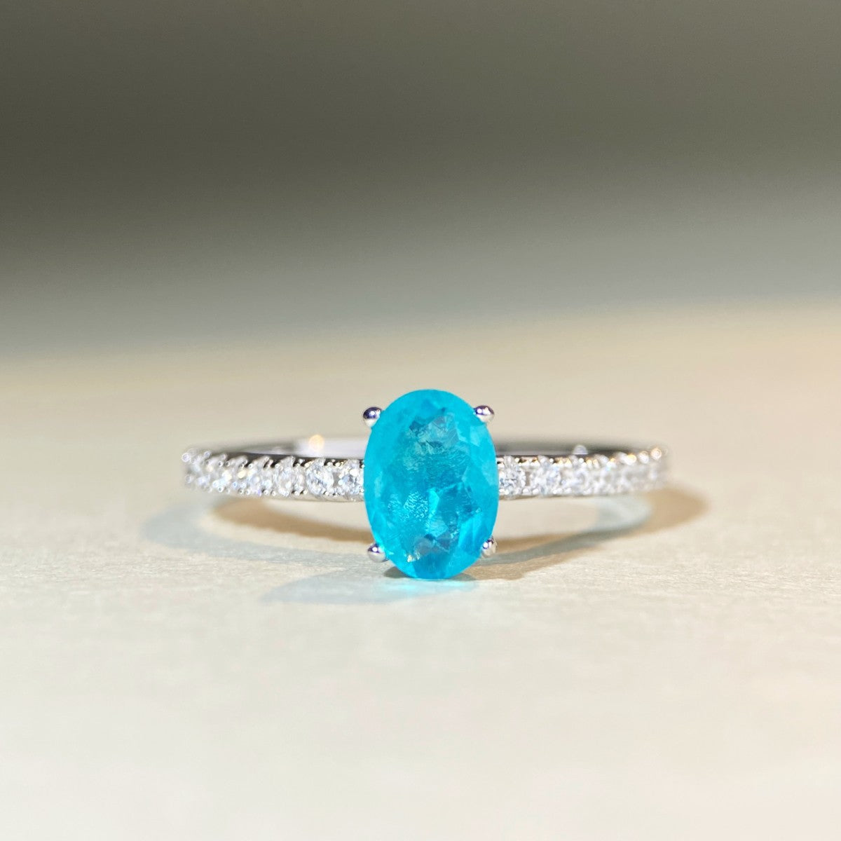 Felistly Jewelry: wedding bands for women moissanite S925 Sterling Silver Paraiba Ring for Women with High Carbon Diamond Ice-Cut Band & Small Green Diamond