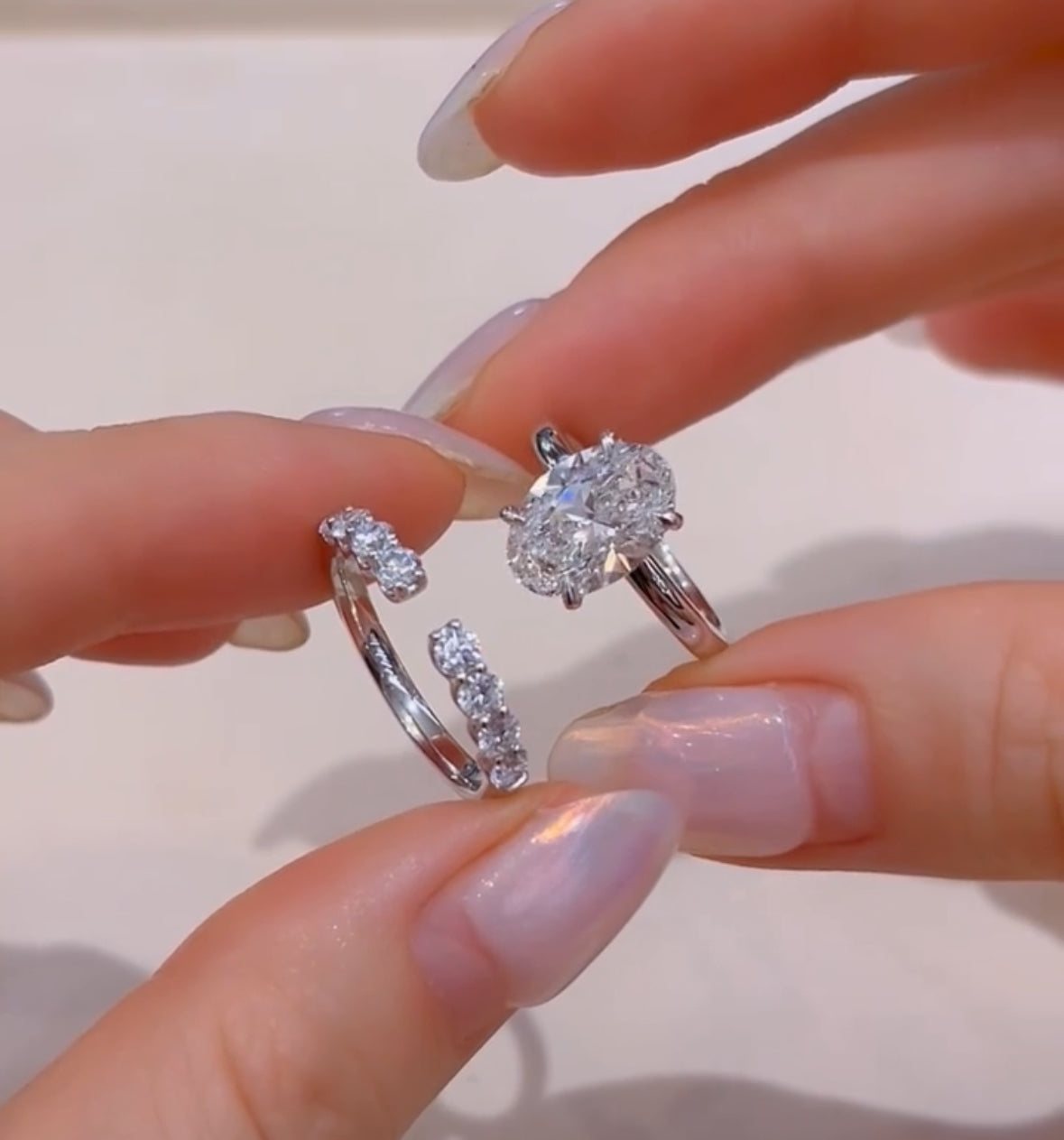 Versatile Stackable Open Ring - S925 Silver Plated 18K Gold with Moissanite Row Ring for Women