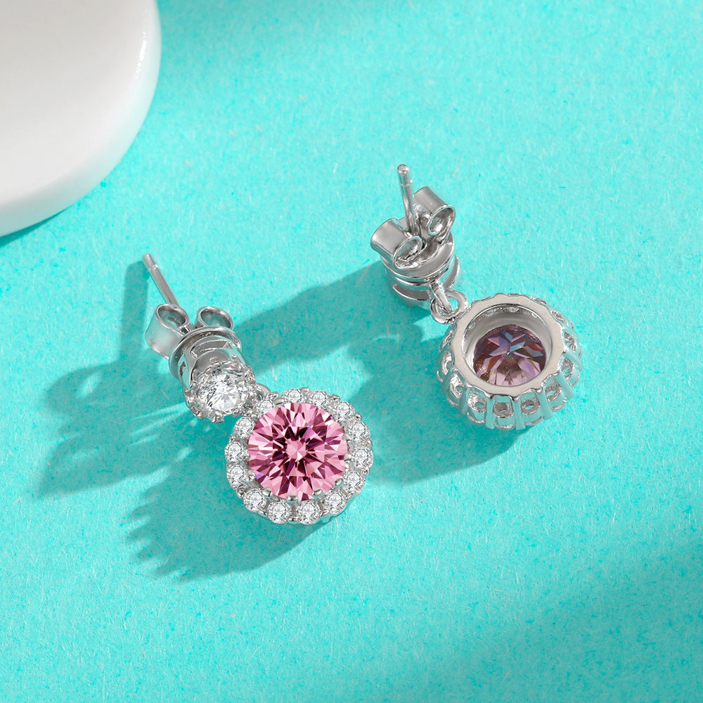 Full Pavé Moissanite Stud Earrings in S925 Sterling Silver – Classic Round Halo Setting (Perfect Gift for Her)