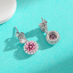 Full Pavé Moissanite Stud Earrings in S925 Sterling Silver – Classic Round Halo Setting (Perfect Gift for Her)