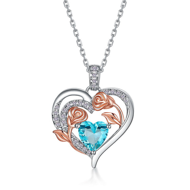 Personalized Birthstone Heart Pendant – Rose-Cut Lab-Grown Gem in 925 Silver, Ideal Gift for Her
