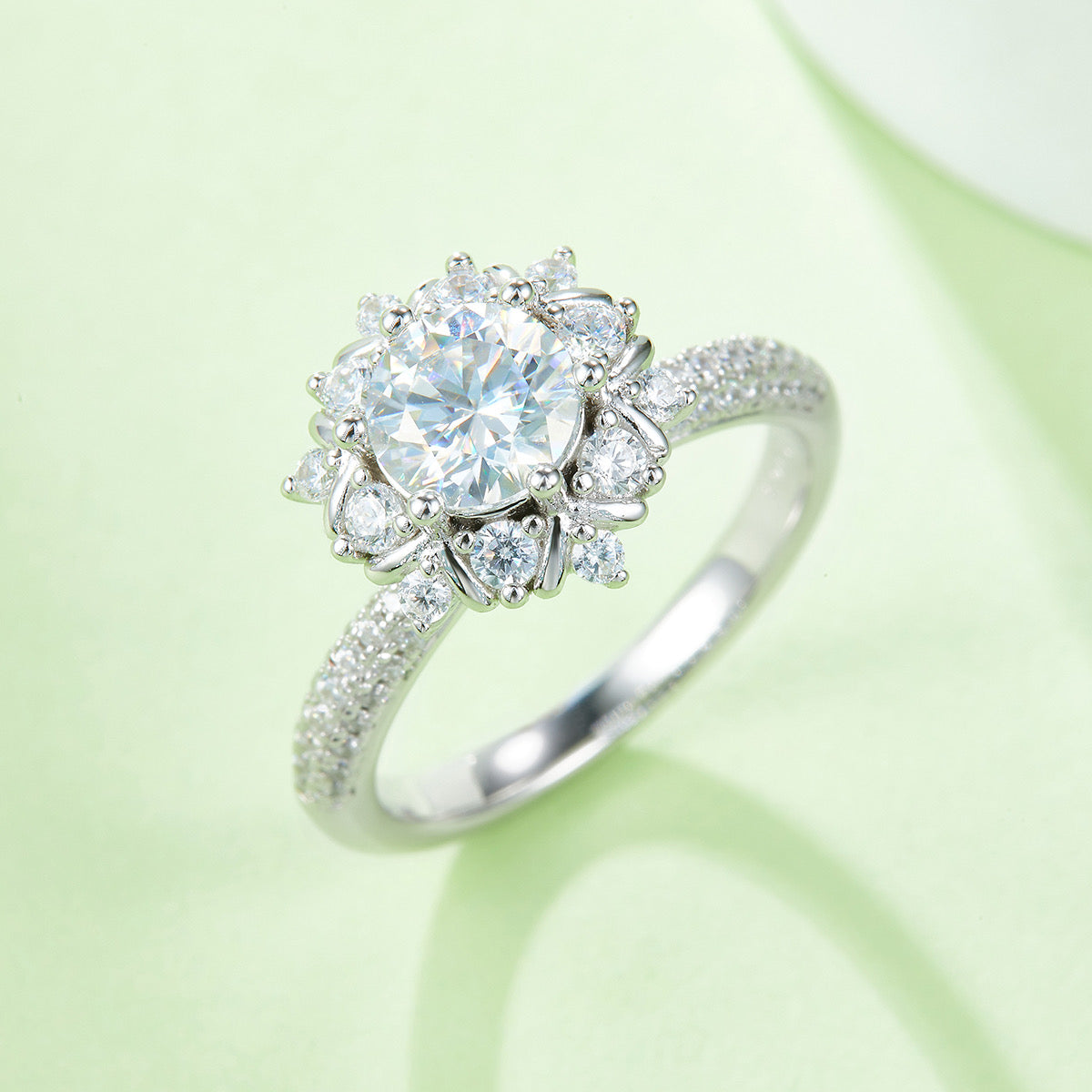 engagement rings for women 1-Carat D Color Moissanite 'Luanhua' Floral Ring for Women