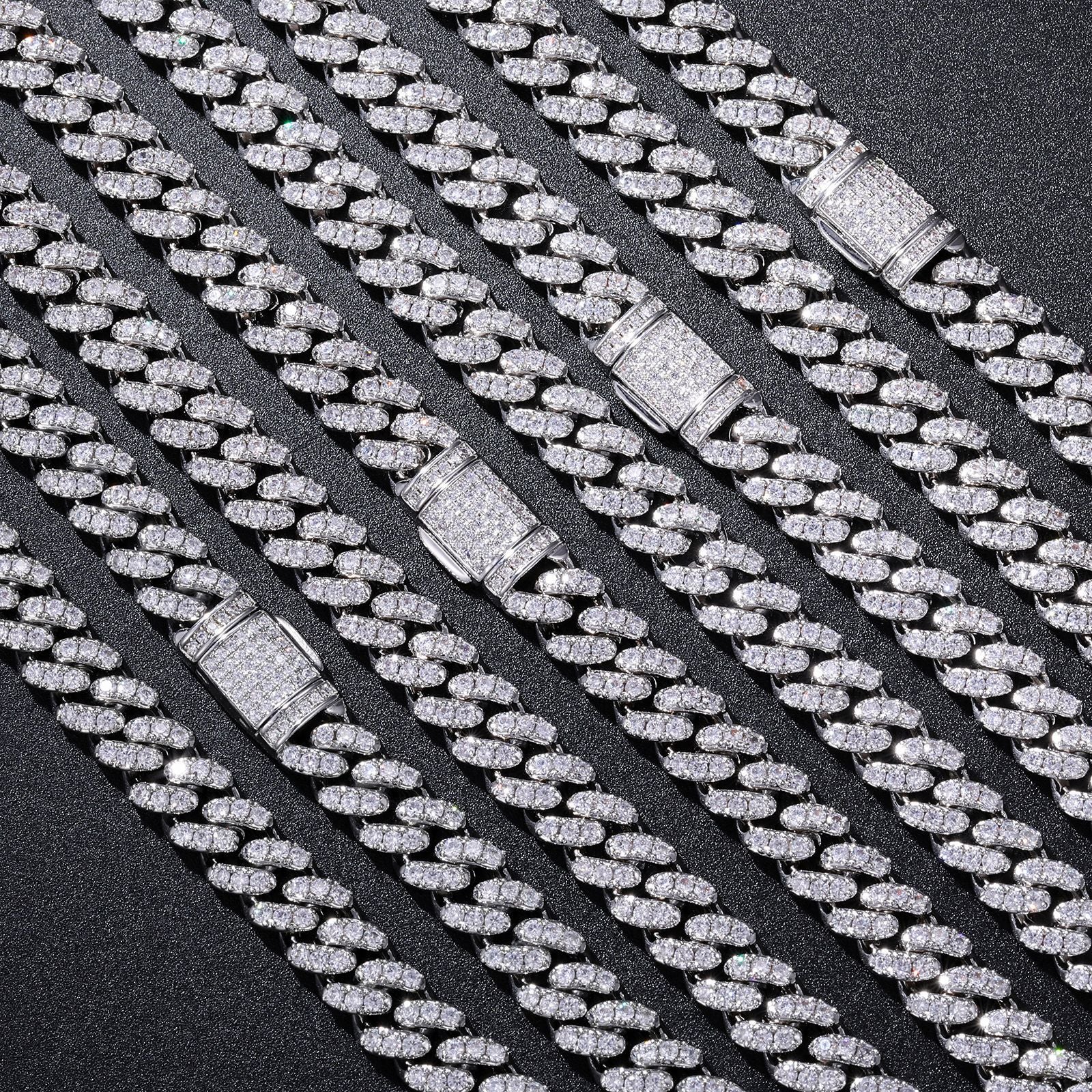Felistly Jewelry 8mm Single-Row Zircon Cuban Chain Hip Hop Necklace Accessory