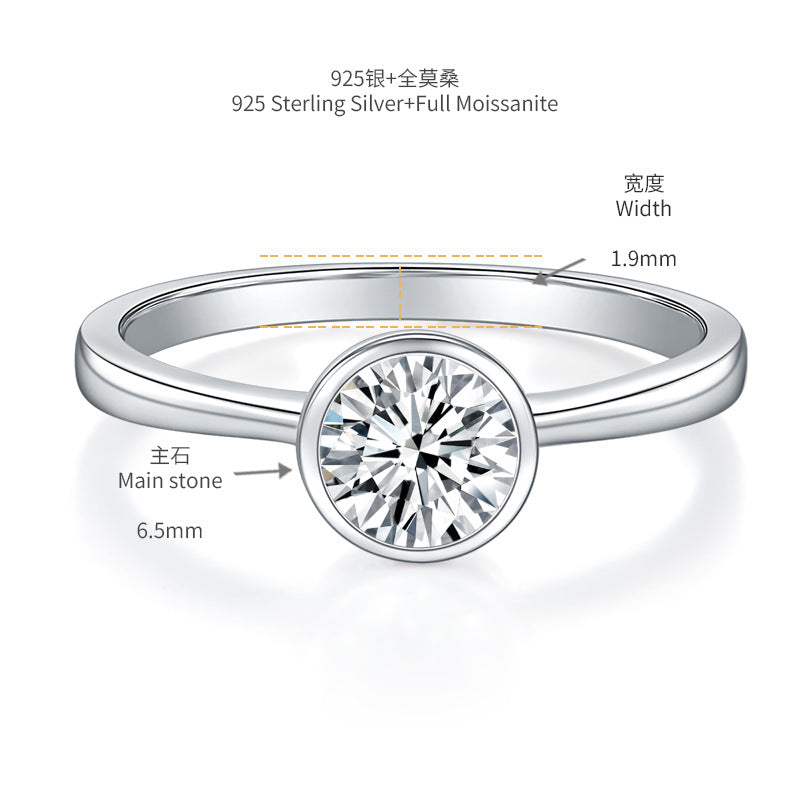 Legendary Collection 1ct D-Color Moissanite Solitaire Ring – Platinum Plated Sterling Silver, Women's Wedding Ring