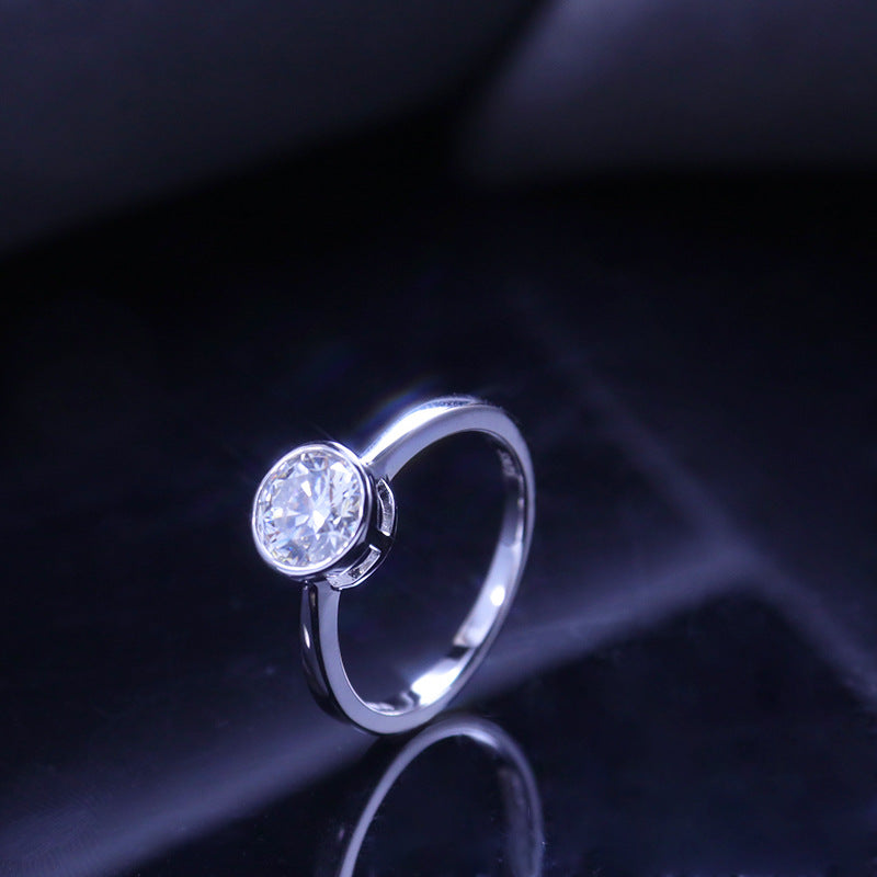 Legendary Collection 1ct D-Color Moissanite Solitaire Ring – Platinum Plated Sterling Silver, Women's Wedding Ring