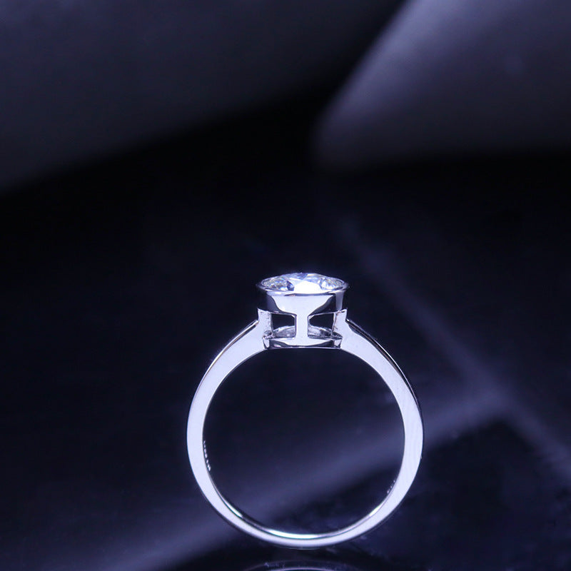 Legendary Collection 1ct D-Color Moissanite Solitaire Ring – Platinum Plated Sterling Silver, Women's Wedding Ring