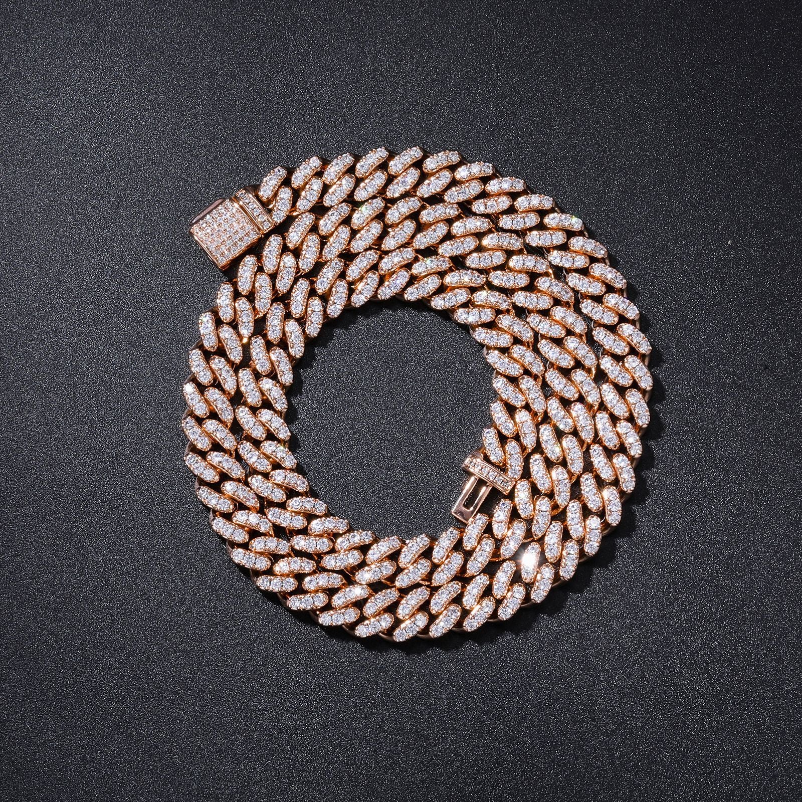 Felistly Jewelry 8mm Single-Row Zircon Cuban Chain Hip Hop Necklace Accessory