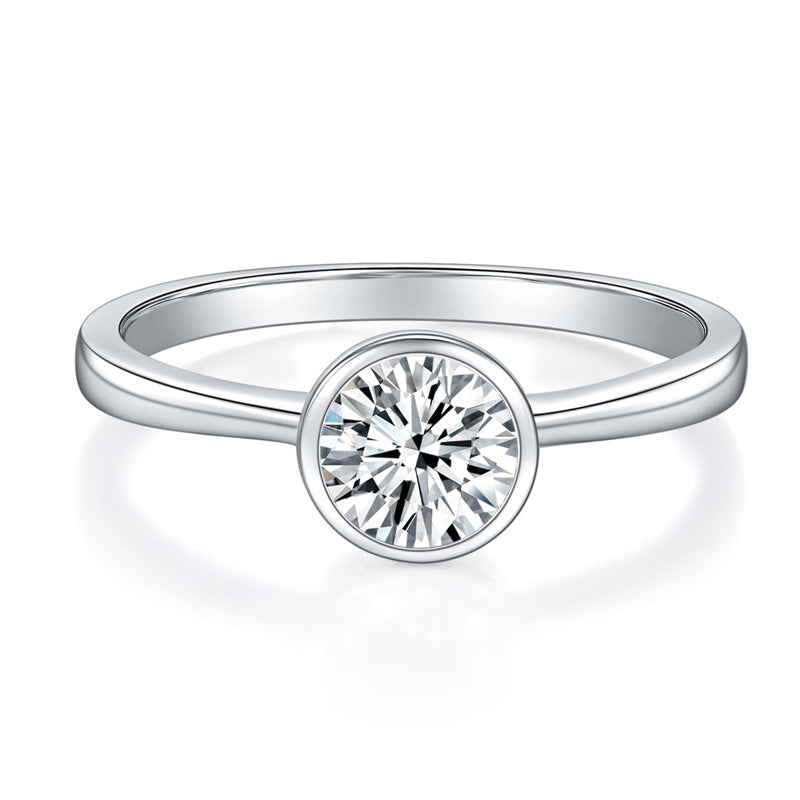 Legendary Collection 1ct D-Color Moissanite Solitaire Ring – Platinum Plated Sterling Silver, Women's Wedding Ring