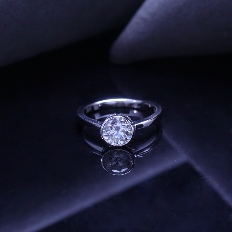 Legendary Collection 1ct D-Color Moissanite Solitaire Ring – Platinum Plated Sterling Silver, Women's Wedding Ring