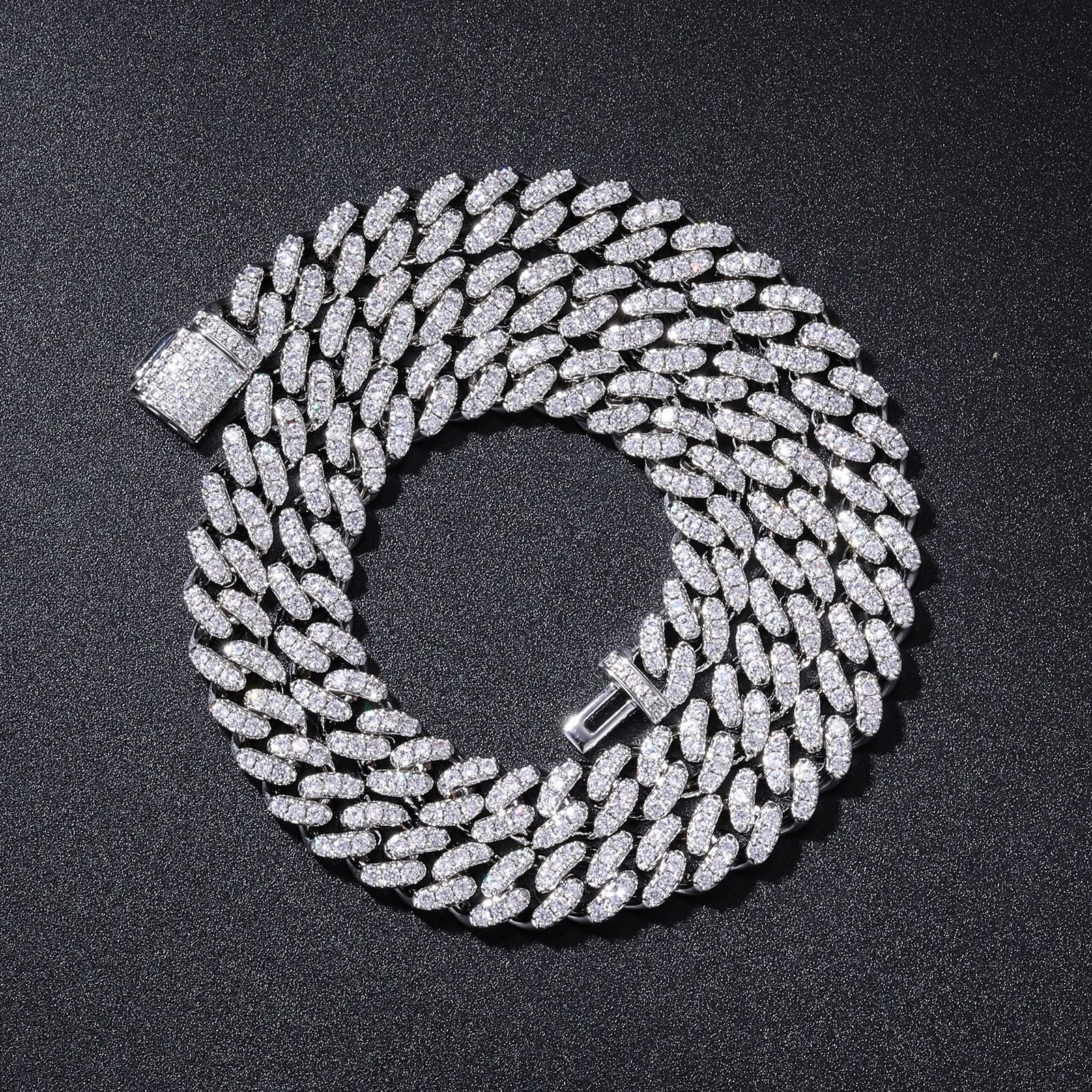 Felistly Jewelry 8mm Single-Row Zircon Cuban Chain Hip Hop Necklace Accessory
