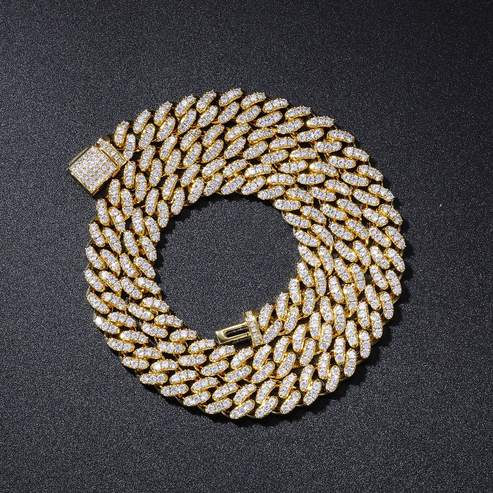 Felistly Jewelry 8mm Single-Row Zircon Cuban Chain Hip Hop Necklace Accessory