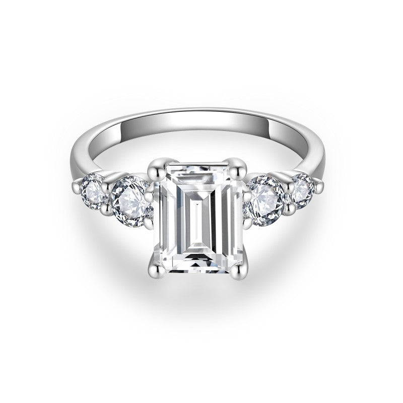 Felistly Jewelry: 3 Carat Moissanite Five-Stone Ring - Unique Design in Sterling Silver 18K Gold Plated, Engagement Ring for Women