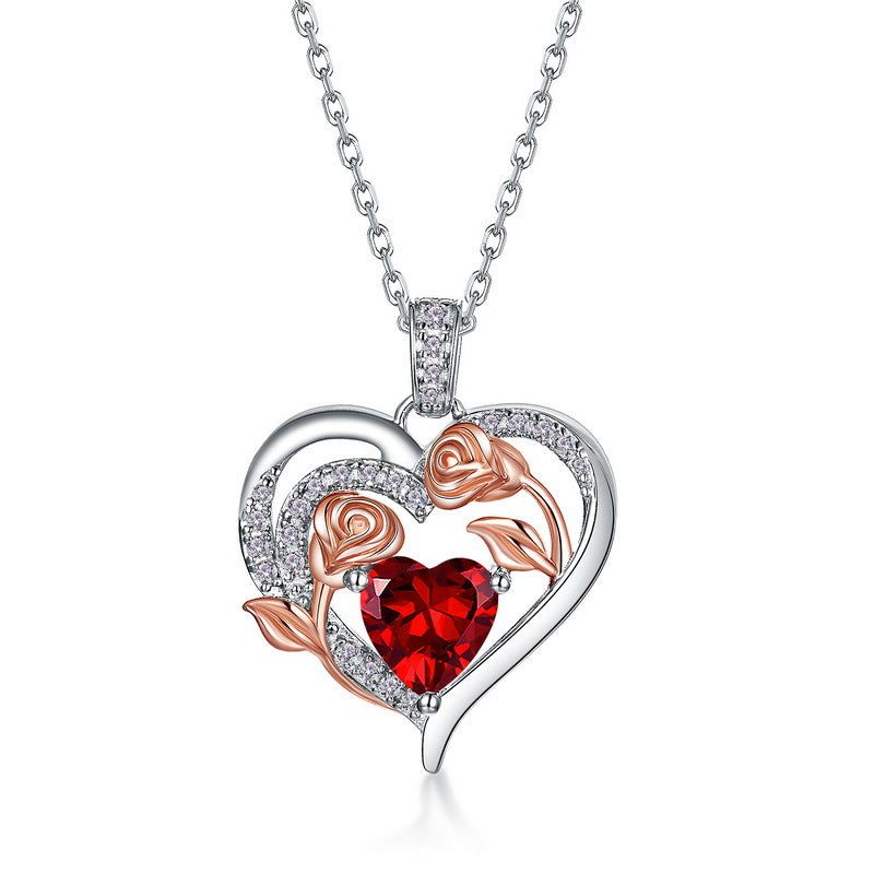 Personalized Birthstone Heart Pendant – Rose-Cut Lab-Grown Gem in 925 Silver, Ideal Gift for Her