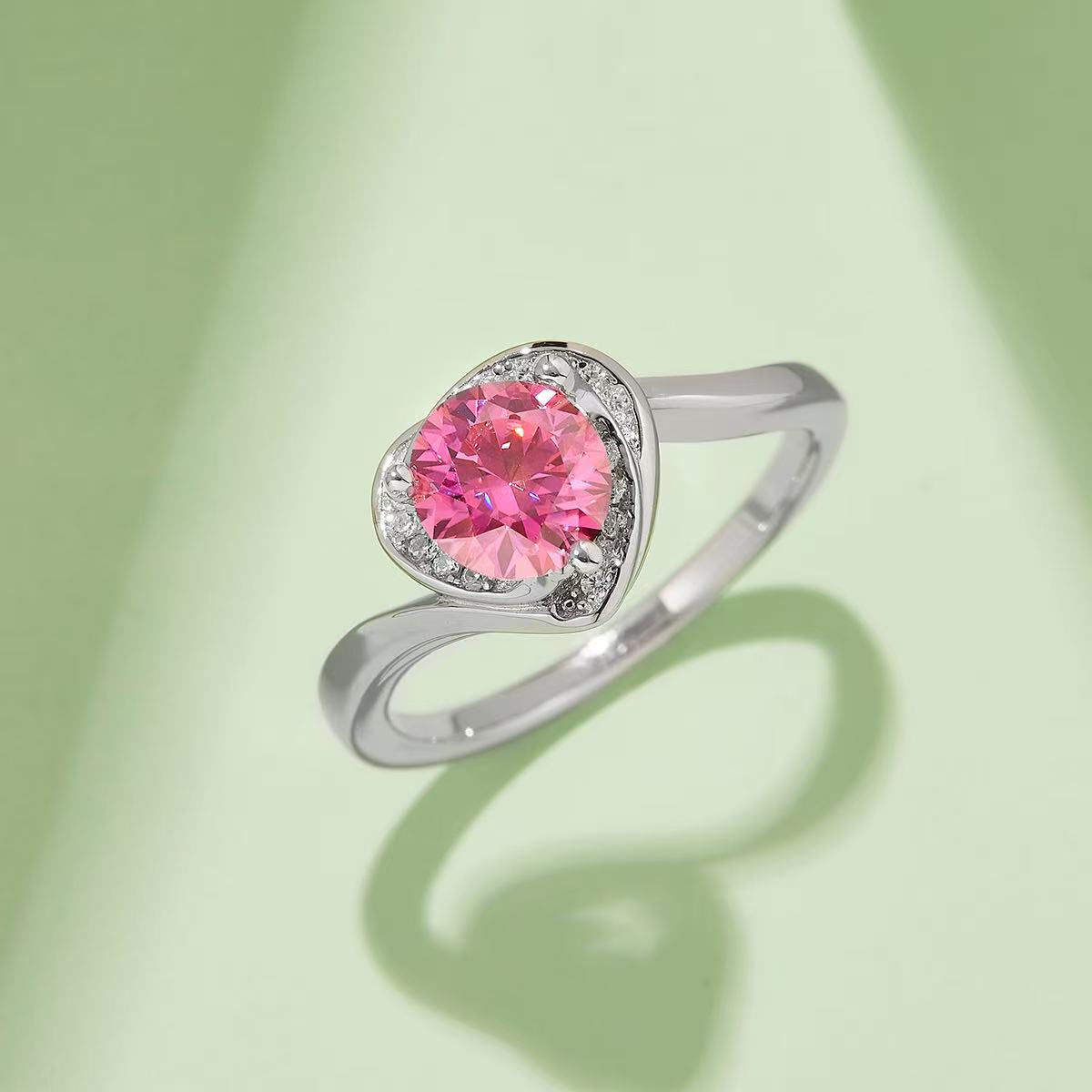 1ct D Color Moissanite Floral Ring - Rhodium-Plated Sterling Silver for Her | vintage inspired moissanite engagement rings