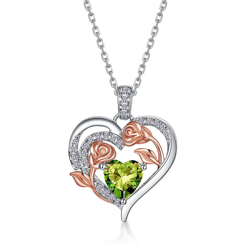 Personalized Birthstone Heart Pendant – Rose-Cut Lab-Grown Gem in 925 Silver, Ideal Gift for Her