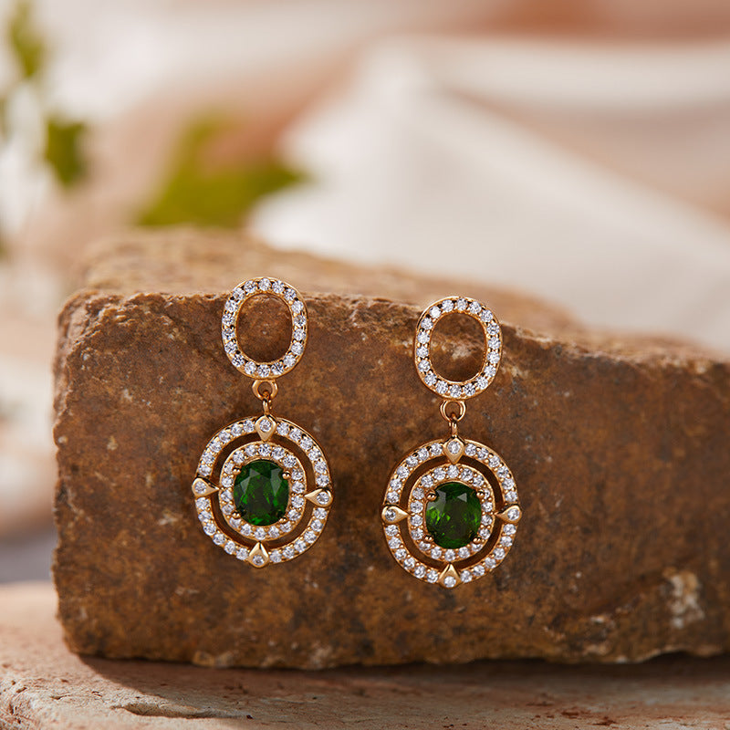 Luxury S925 Sterling Silver 18K Gold-Plated Natural Gemstone Earrings – Exclusive Minimalist Jewelry
