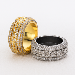 Hip-Hop Cuban Link Ring with Rotatable Zircon – Streetwear Fashion Statement
